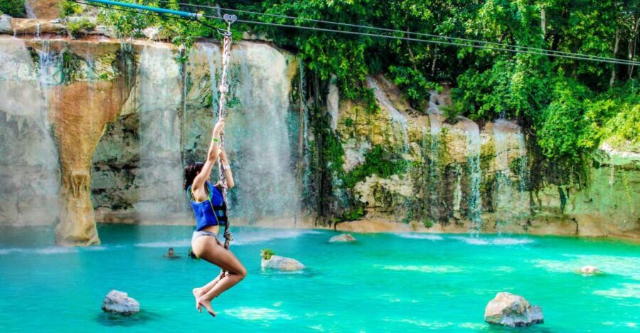 Punta Cana: Blue Hole and Scape Park Cap Cana Entry Ticket - Saltos Azules: rope swings, swings in the air, and water hammocks